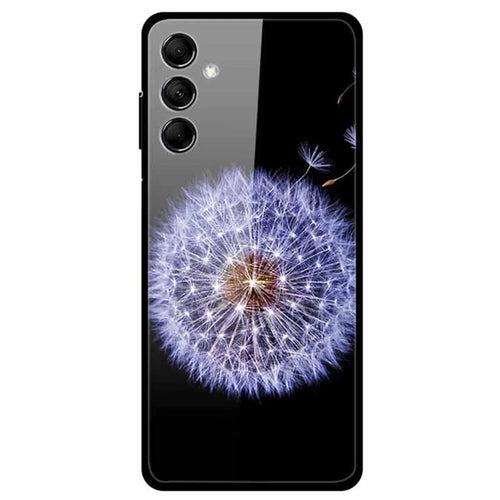 For Samsung Galaxy M14 5G Cell Phone Case Pattern Print Tempered Glass+TPU Cover - Dandelion - 1
