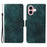 For iPhone 16 Leather Cases Wallet Rhombus Imprinted Phone Cover Stand with Strap - Green - 1