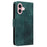 For iPhone 16 Leather Cases Wallet Rhombus Imprinted Phone Cover Stand with Strap - Green - 7