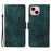 For iPhone 15 Leather Cases Wallet Rhombus Imprinted Phone Cover Stand with Strap - Green - 1