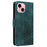 For iPhone 15 Leather Cases Wallet Rhombus Imprinted Phone Cover Stand with Strap - Green - 7