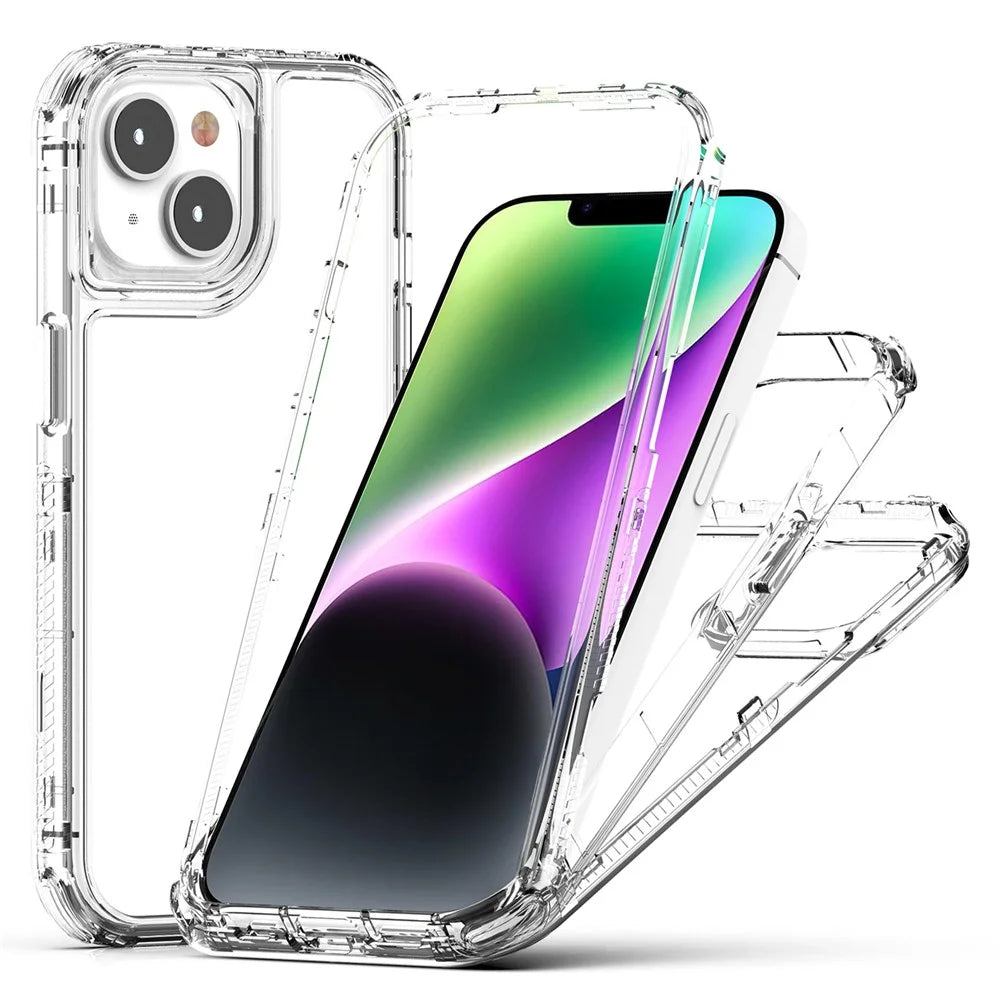 For iPhone 14 Plus / 15 Plus Case Acrylic+TPU Anti-drop Clear Phone Cover - 1