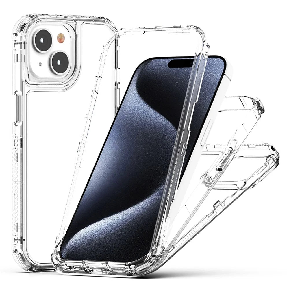 For iPhone 15 Case Hybrid Acrylic+TPU 3-in-1 Transparent Phone Cover - 1