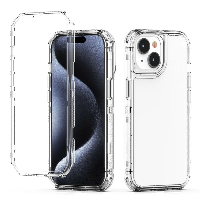 For iPhone 15 Case Hybrid Acrylic+TPU 3-in-1 Transparent Phone Cover - 2