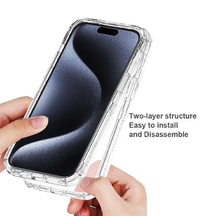 For iPhone 15 Case Hybrid Acrylic+TPU 3-in-1 Transparent Phone Cover - 3