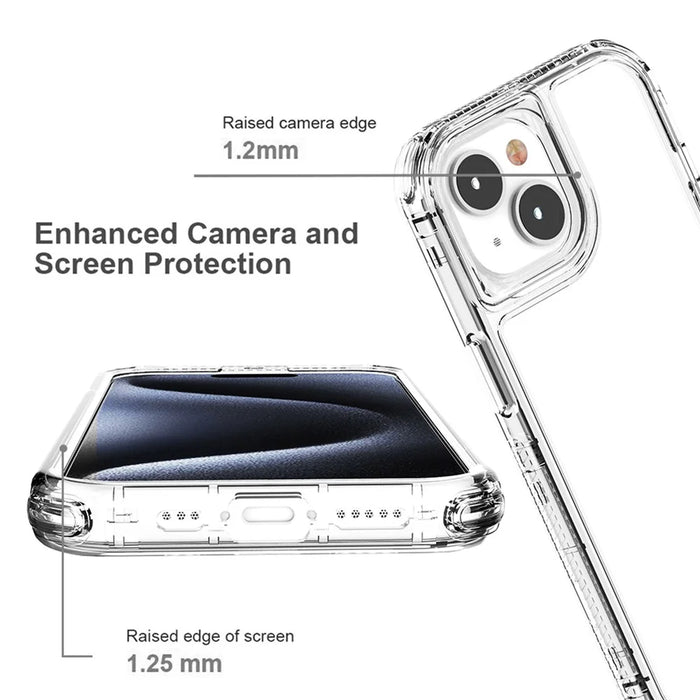 For iPhone 15 Case Hybrid Acrylic+TPU 3-in-1 Transparent Phone Cover - 5