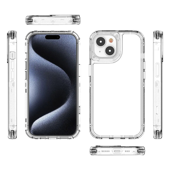For iPhone 15 Case Hybrid Acrylic+TPU 3-in-1 Transparent Phone Cover - 7