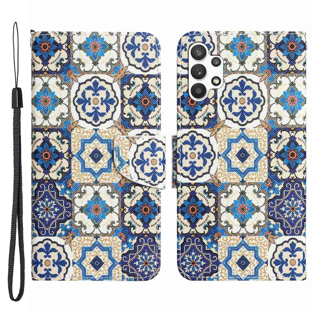 For Samsung Galaxy A13 4G / 5G / A04s 4G (164.7mm) Phone Case Pattern Printing PU Leather Wallet Cover with Stand - Retro Totem - 1