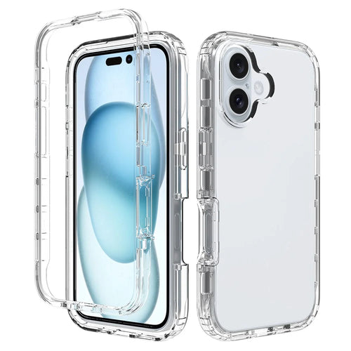 For iPhone 16 Case TPU+PC 2-in-1 Drop-Proof Clear Phone Cover - 1