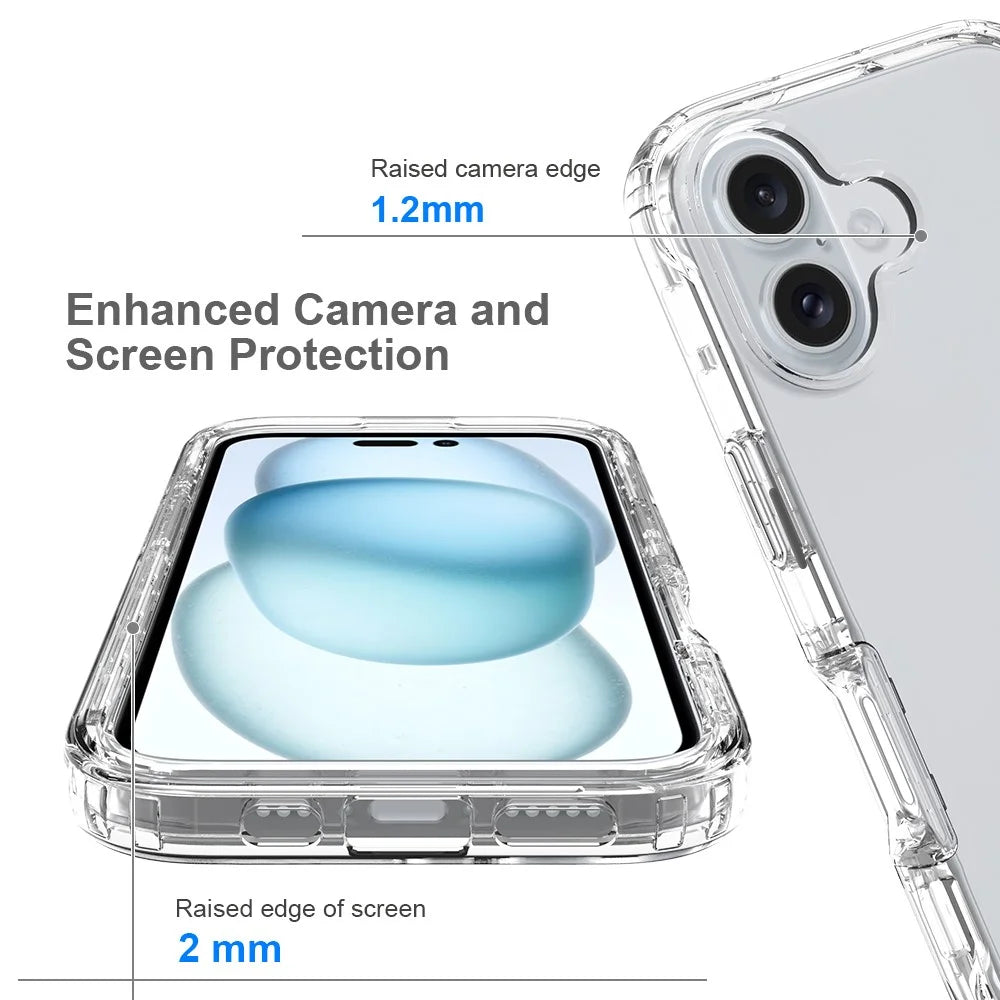 For iPhone 16 Case TPU+PC 2-in-1 Drop-Proof Clear Phone Cover - 3