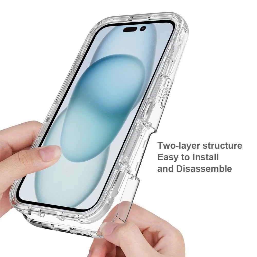 For iPhone 16 Case TPU+PC 2-in-1 Drop-Proof Clear Phone Cover - 4