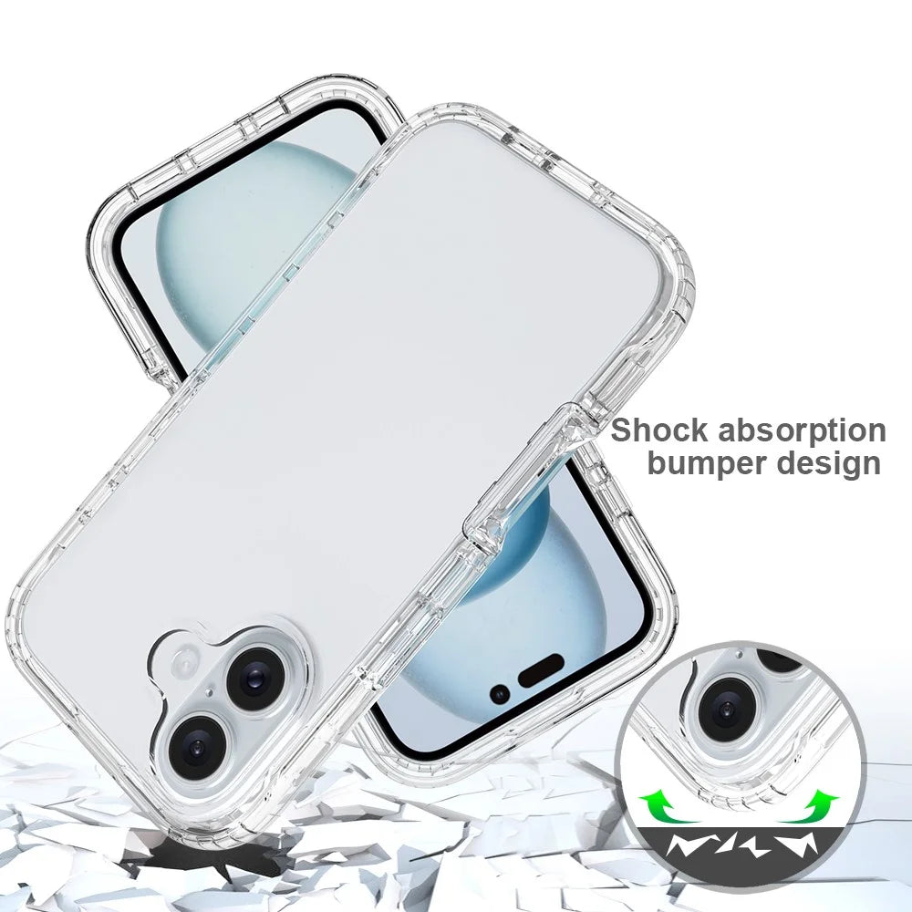 For iPhone 16 Case TPU+PC 2-in-1 Drop-Proof Clear Phone Cover - 5