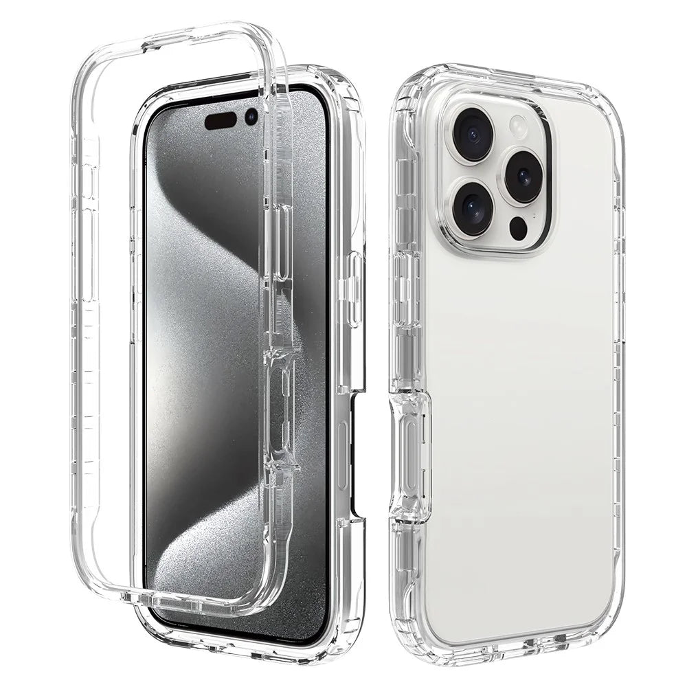 For iPhone 16 Pro Case Transparent TPU+PC Protective Phone Cover - 1