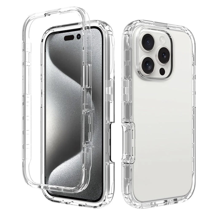 For iPhone 16 Pro Case Transparent TPU+PC Protective Phone Cover - 1