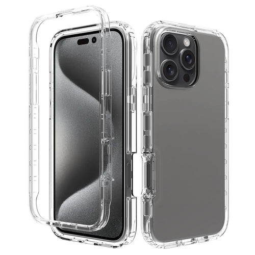For iPhone 16 Pro Max Clear Case Shockproof TPU+PC Hybrid Phone Cover - 1