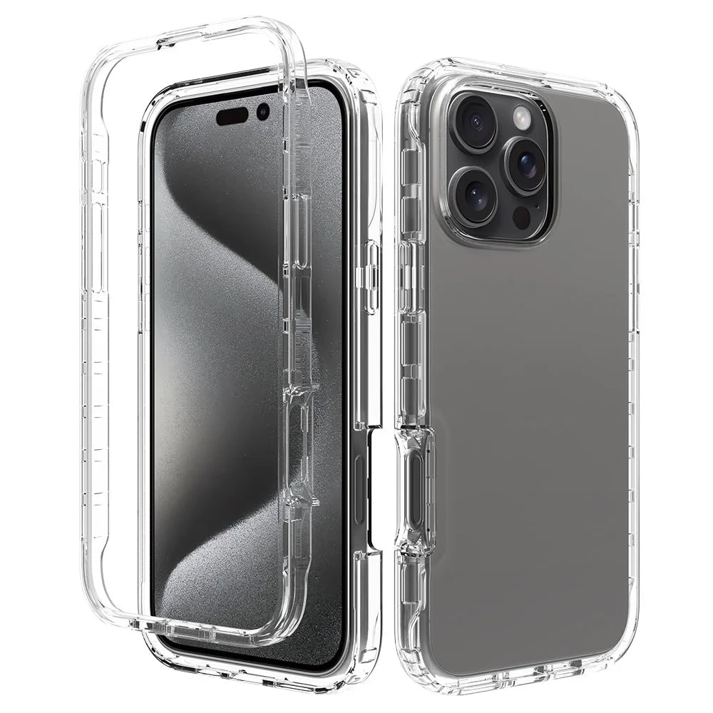 For iPhone 16 Pro Max Clear Case Shockproof TPU+PC Hybrid Phone Cover - 1