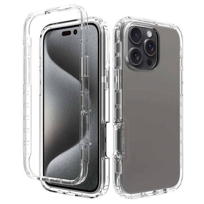 For iPhone 16 Pro Max Clear Case Shockproof TPU+PC Hybrid Phone Cover - 1