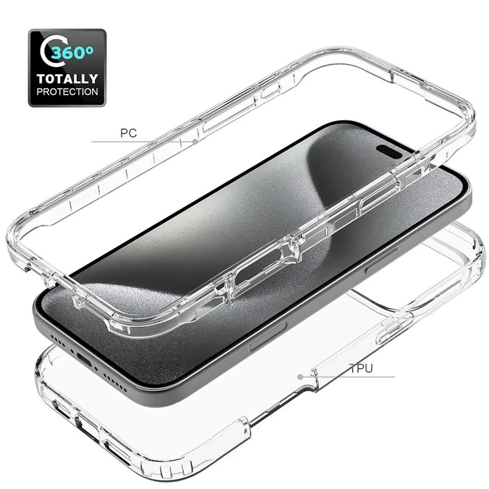 For iPhone 16 Pro Max Clear Case Shockproof TPU+PC Hybrid Phone Cover - 2
