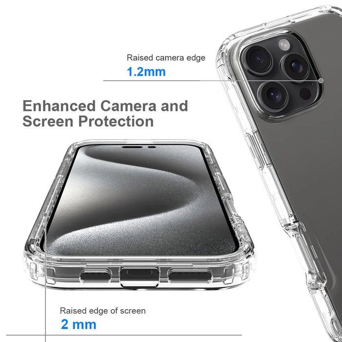 For iPhone 16 Pro Max Clear Case Shockproof TPU+PC Hybrid Phone Cover - 3