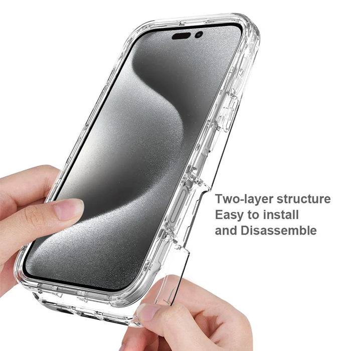 For iPhone 16 Pro Max Clear Case Shockproof TPU+PC Hybrid Phone Cover - 4