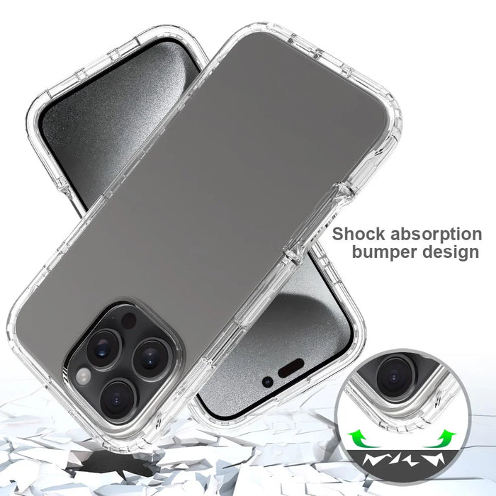 For iPhone 16 Pro Max Clear Case Shockproof TPU+PC Hybrid Phone Cover - 5