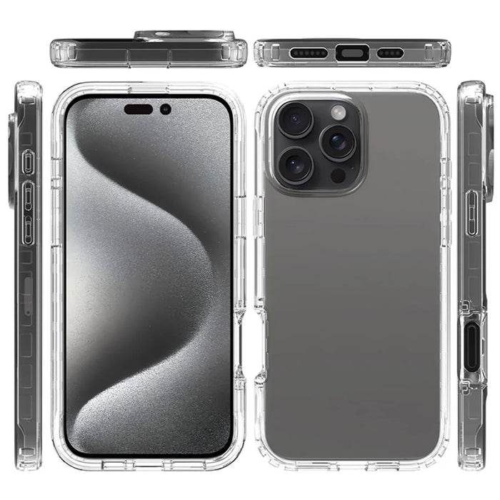 For iPhone 16 Pro Max Clear Case Shockproof TPU+PC Hybrid Phone Cover - 6
