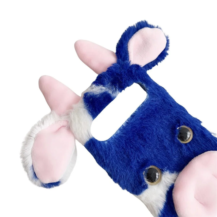 For Google Pixel 9 / 9 Pro Fluffy Cows Ear Cover Shockproof TPU Phone Case - Blue - 5