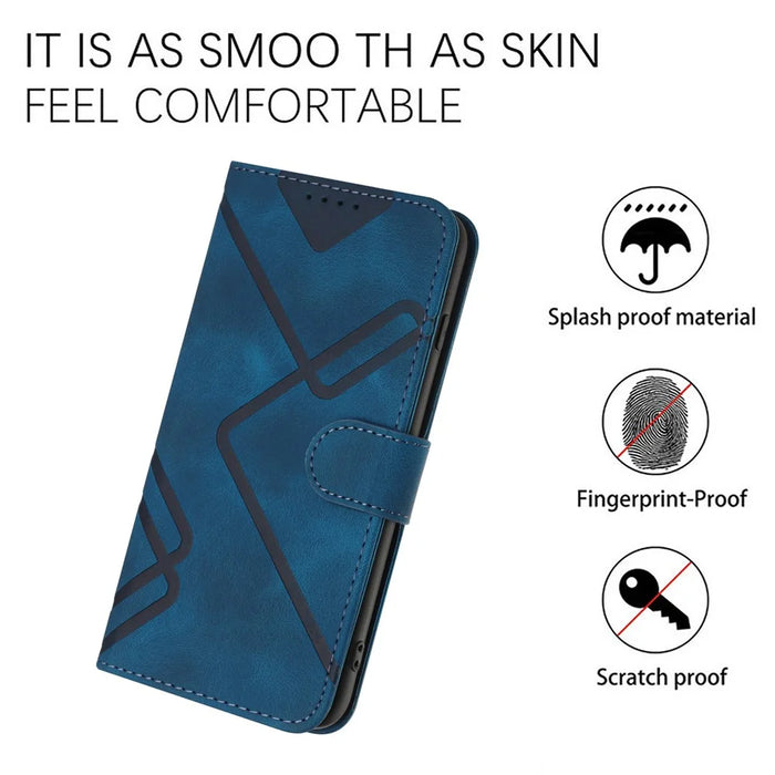 YX0040 For Realme C67 4G Case Wallet Stand PU Leather Geometry Phone Cover - Sapphire - 7