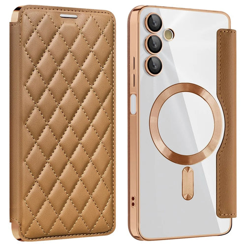 For Samsung Galaxy A05s 4G Case Card Slots Anti-Drop Leather Phone Cover Magnetic Case - Brown - 1