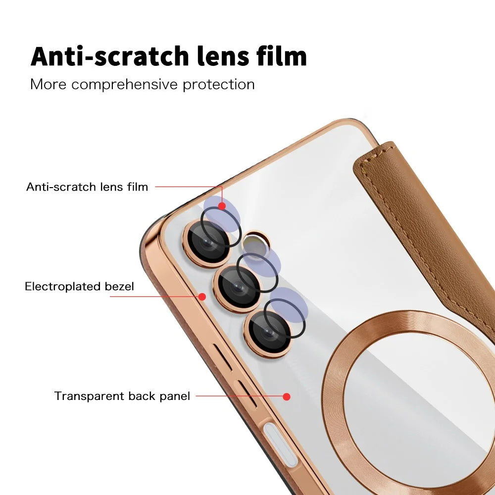 For Samsung Galaxy A05s 4G Case Card Slots Anti-Drop Leather Phone Cover Magnetic Case - Brown - 7