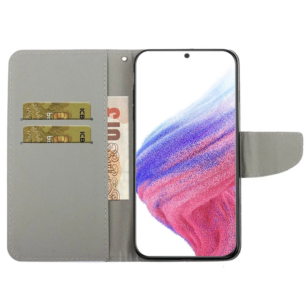 For Samsung Galaxy A52 4G / 5G / A52s 5G Pattern Printing Stand Wallet Cover Cross Texture PU Leather Anti-drop Phone Case - Don't Touch My Phone - 2