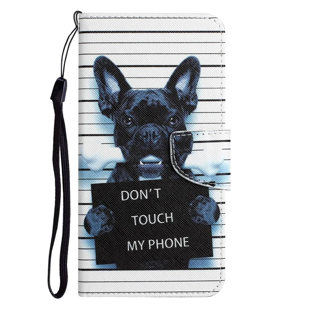 For Samsung Galaxy A52 4G / 5G / A52s 5G Pattern Printing Stand Wallet Cover Cross Texture PU Leather Anti-drop Phone Case - Don't Touch My Phone - 7