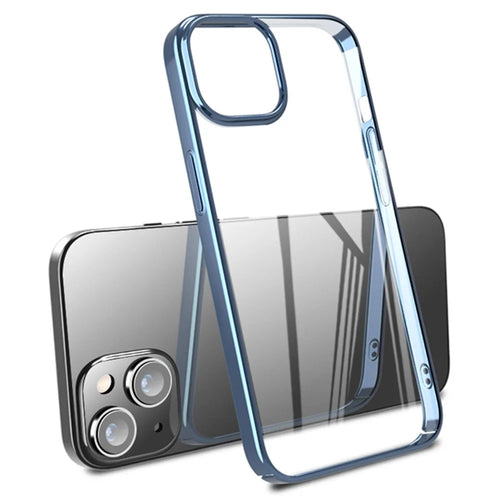 X-LEVEL For iPhone 15 Case Electroplating Frame Hard PC  Shockproof Phone Cover - Blue - 1