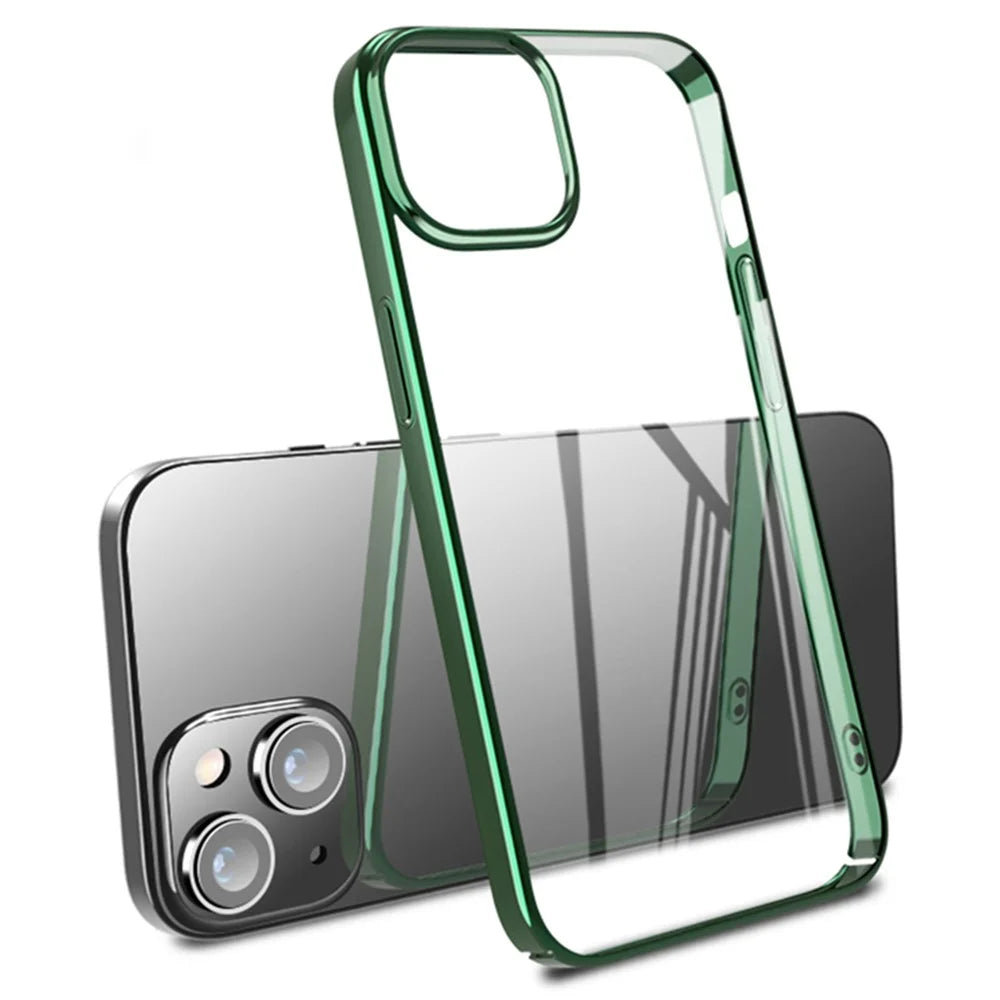 X-LEVEL For iPhone 15 Plus Case Anti-Scratch Hard PC Clear Phone Cover - Midnight Green - 1
