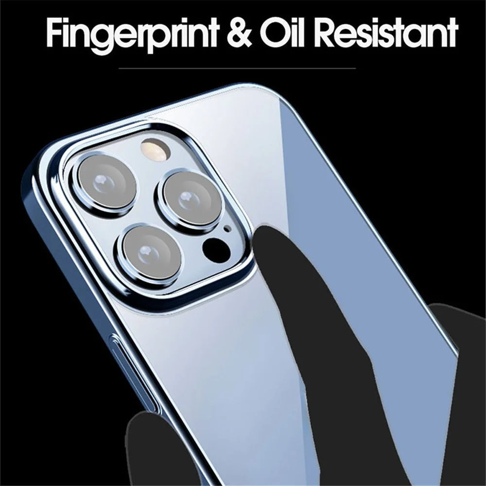 X-LEVEL For iPhone 15 Pro Max Phone Case Hard PC Clear Bakc Cover with Electroplating Frame - Blue - 6