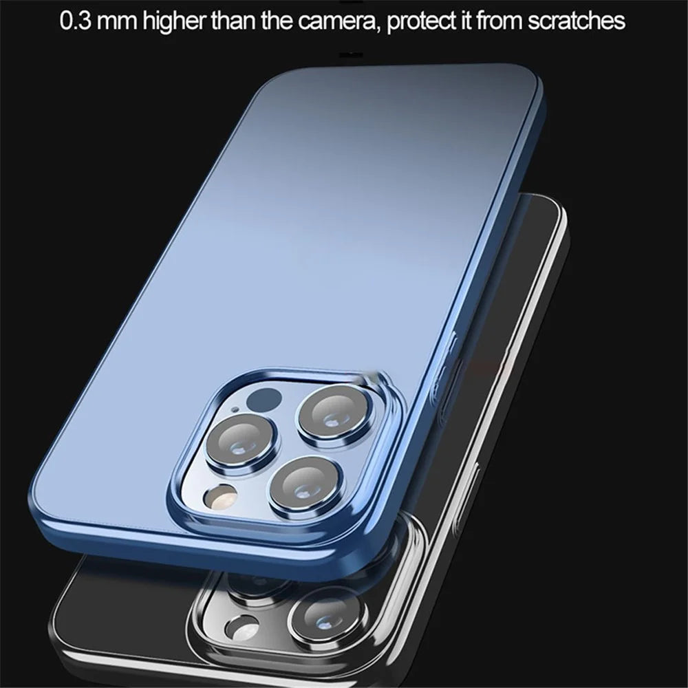 X-LEVEL For iPhone 15 Pro Max Phone Case Hard PC Clear Bakc Cover with Electroplating Frame - Blue - 7