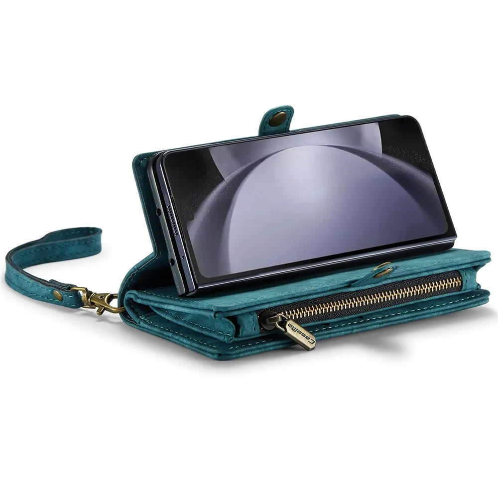 For Samsung Galaxy Z Fold6 5G Phone Cases CASEME 008 Leather Cover with Detachable Wallet and Strap - Blue - 4
