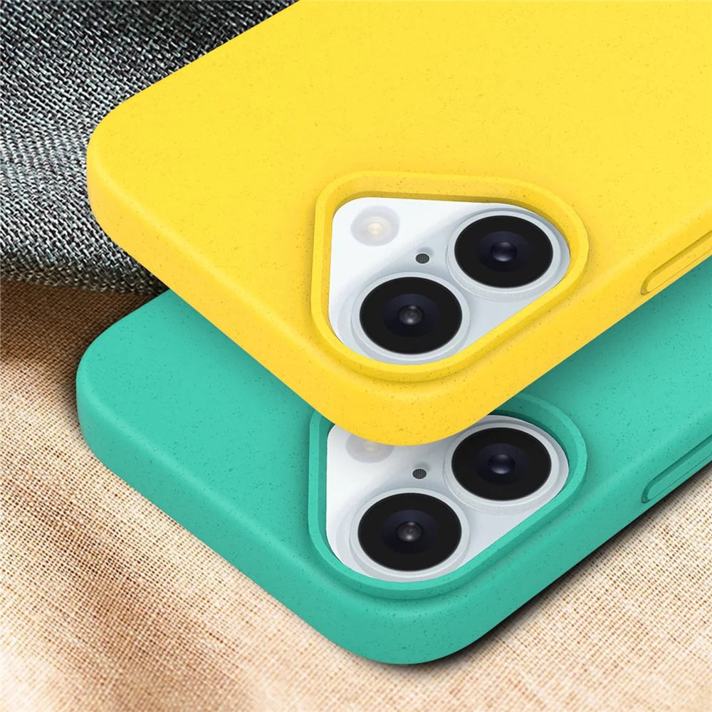 For iPhone 16 Plus Case Wheat Straw TPU Drop Protection Phone Cover - Yellow - 4