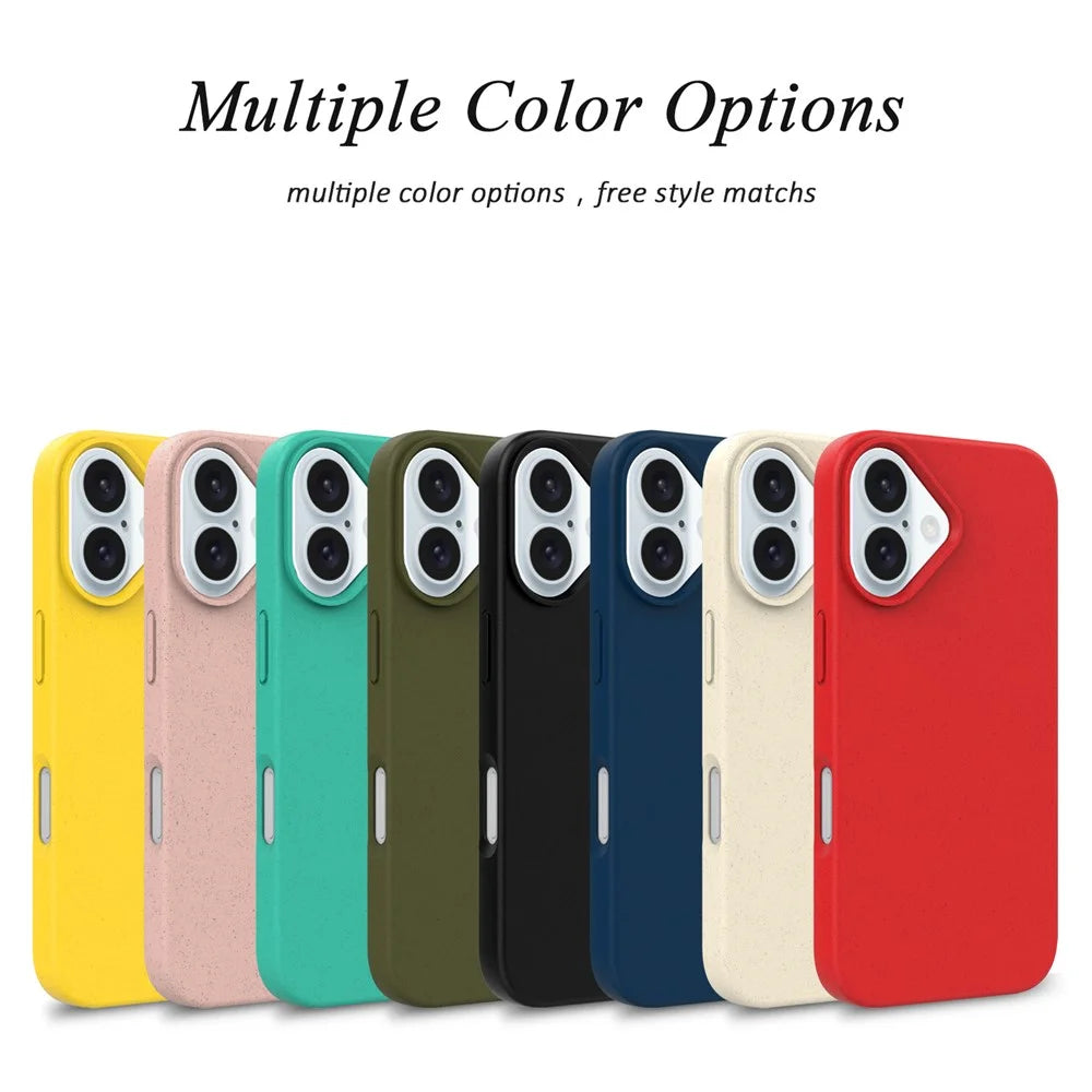 For iPhone 16 Plus Case Wheat Straw TPU Drop Protection Phone Cover - Yellow - 5