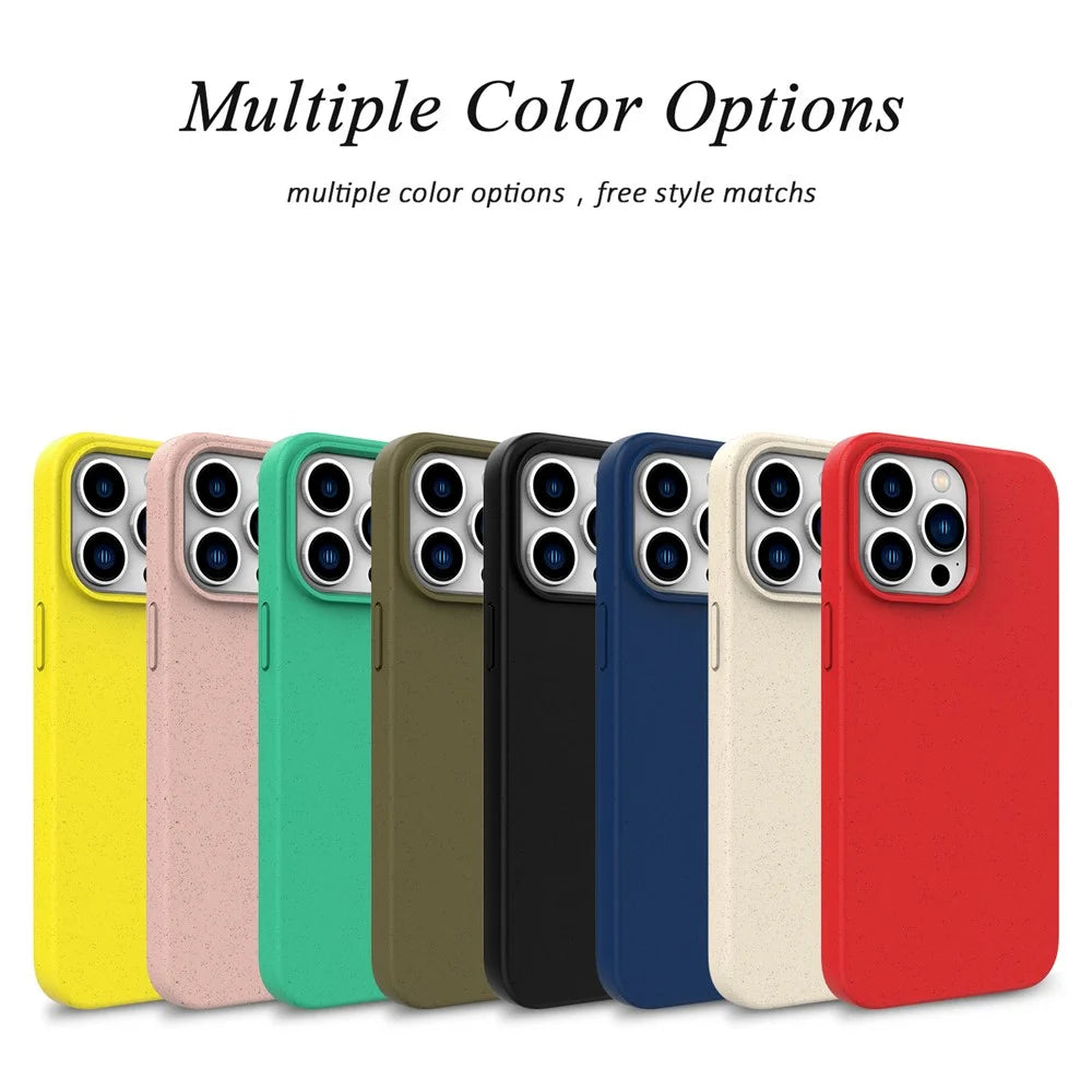 For iPhone 16 Pro Case Wheat Straw TPU Biodegradable Plant Phone Cover - Black - 5