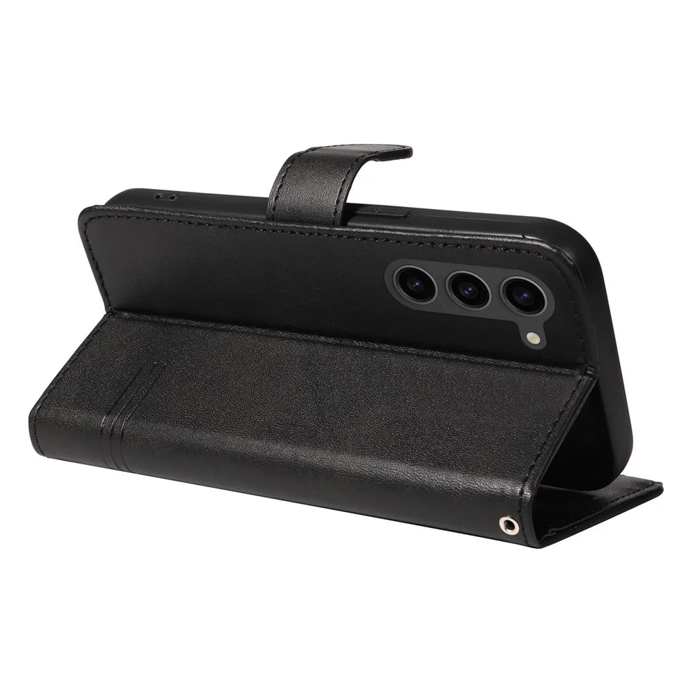 For Samsung Galaxy S23 Case Wallet Flip Leather Phone Cover T-Shaped Lines - Black - 4