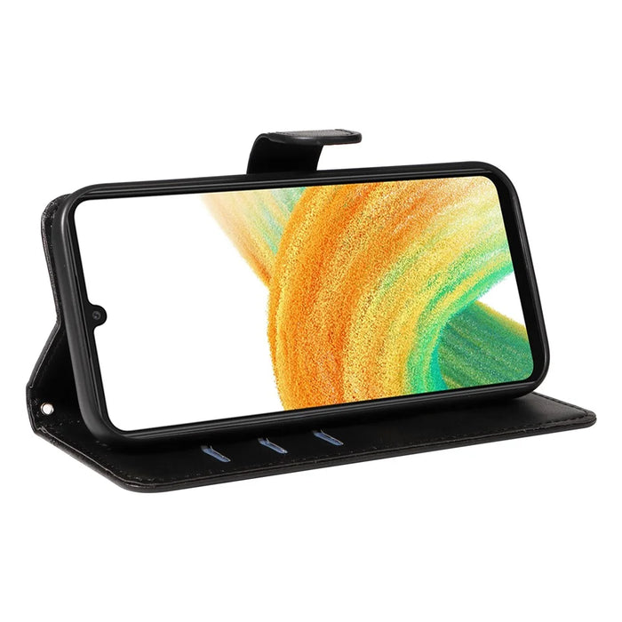 For Samsung Galaxy A53 5G Wallet Case T-Shaped Lines Leather Phone Cover - Black - 3