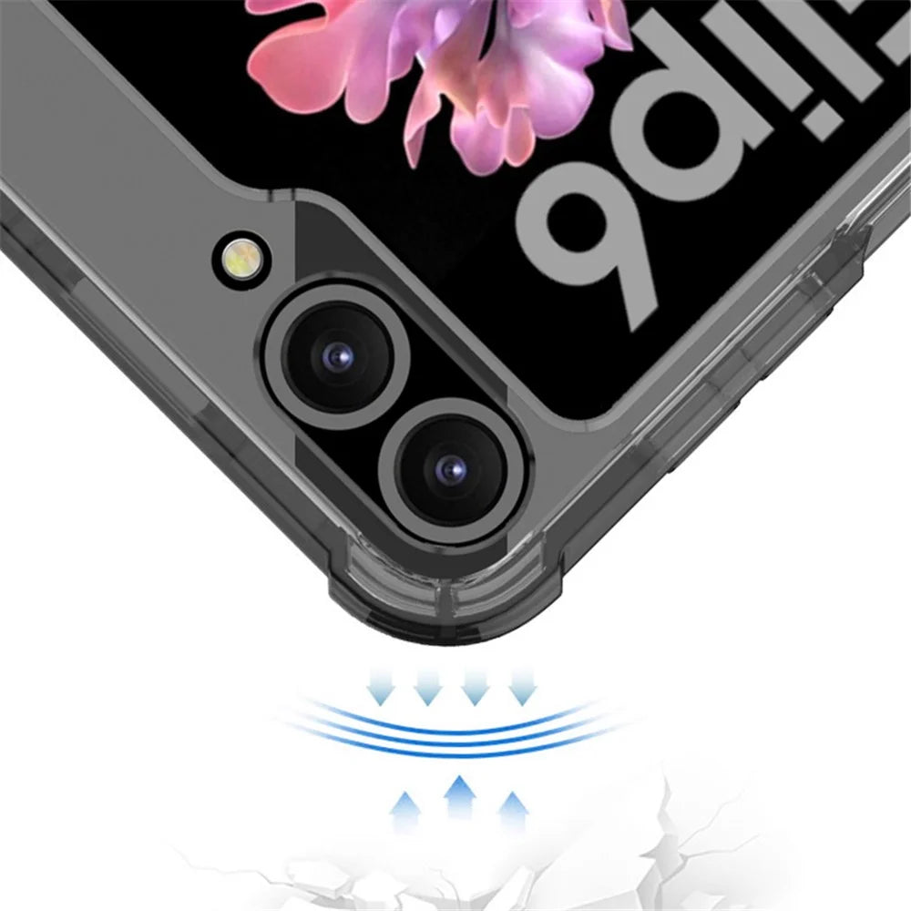 GKK For Samsung Galaxy Z Flip7 FE 5G / Z Flip6 5G Case Ring Holder Kickstand TPU Phone Cover - Transparent Black - 3