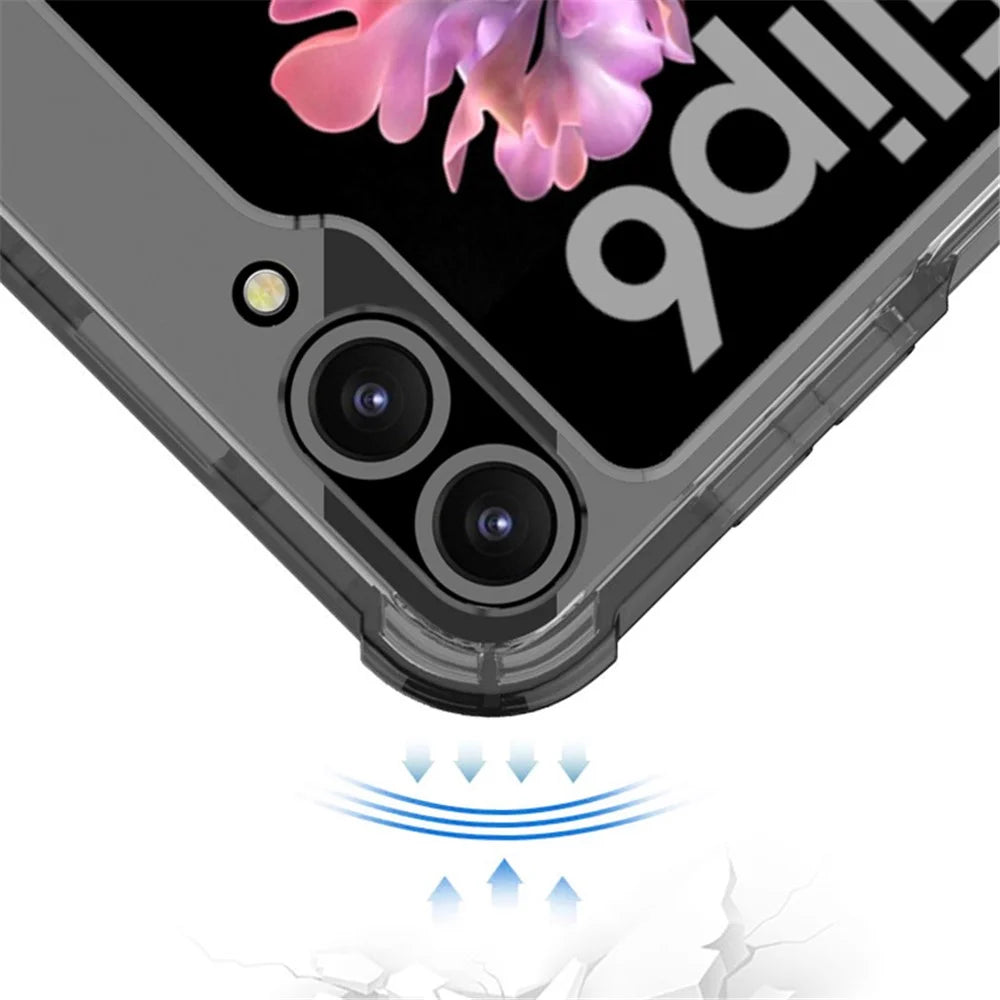 GKK For Samsung Galaxy Z Flip7 FE 5G / Z Flip6 5G Case Ring Kickstand TPU Phone Cover Magnetic Case - Transparent Black - 3