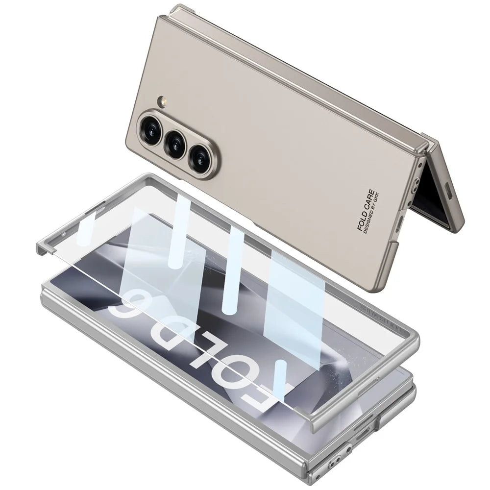 GKK For Samsung Galaxy Z Fold6 5G Case Super Slim PC Phone Cover with Screen Protector - Silver - 3
