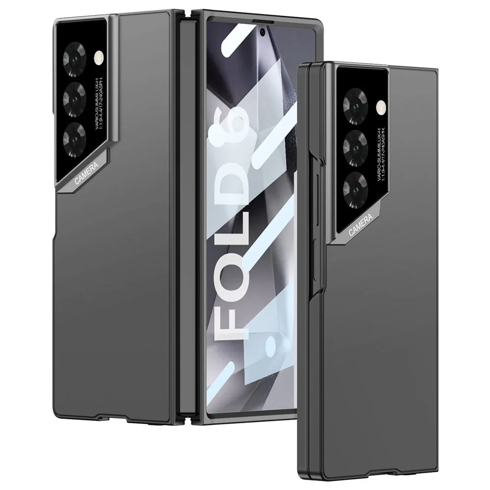 GKK For Samsung Galaxy Z Fold6 5G Case Ultra-Thin PC Phone Case with HD Tempered Glass Screen Protector - Black - 1