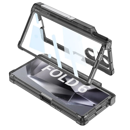 GKK For Samsung Galaxy Z Fold6 5G Case Drop-Proof Airbag Hinge PC Phone Case with Pen Slot - Transparent Black - 2