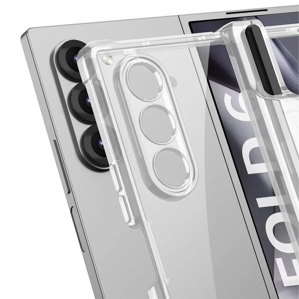 GKK For Samsung Galaxy Z Fold6 5G Case Drop-Proof Airbag Hinge PC Phone Case with Pen Slot - Transparent Black - 3