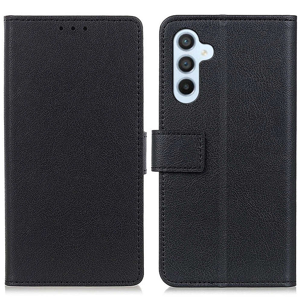 For Samsung Galaxy S24 FE Case PU Leather Wallet Magnetic Clasp Phone Cover - Black - 1