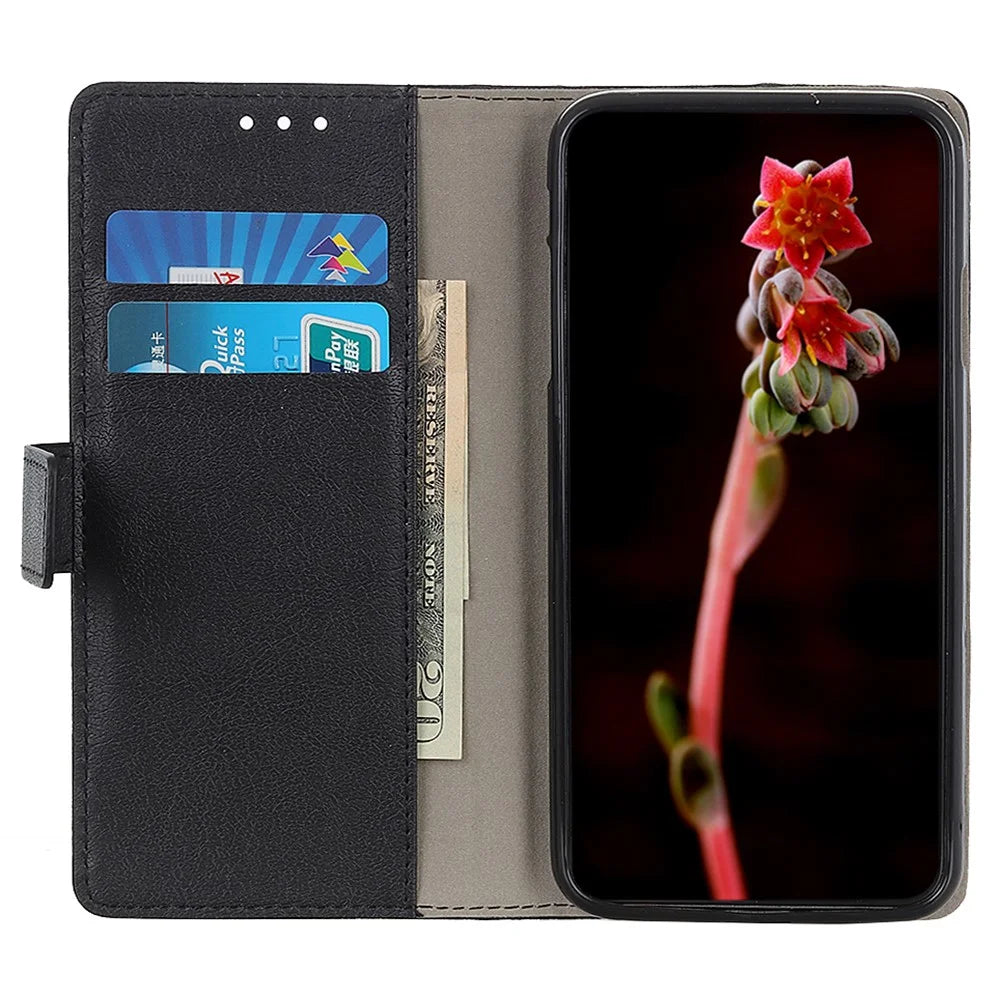 For Samsung Galaxy S24 FE Case PU Leather Wallet Magnetic Clasp Phone Cover - Black - 2